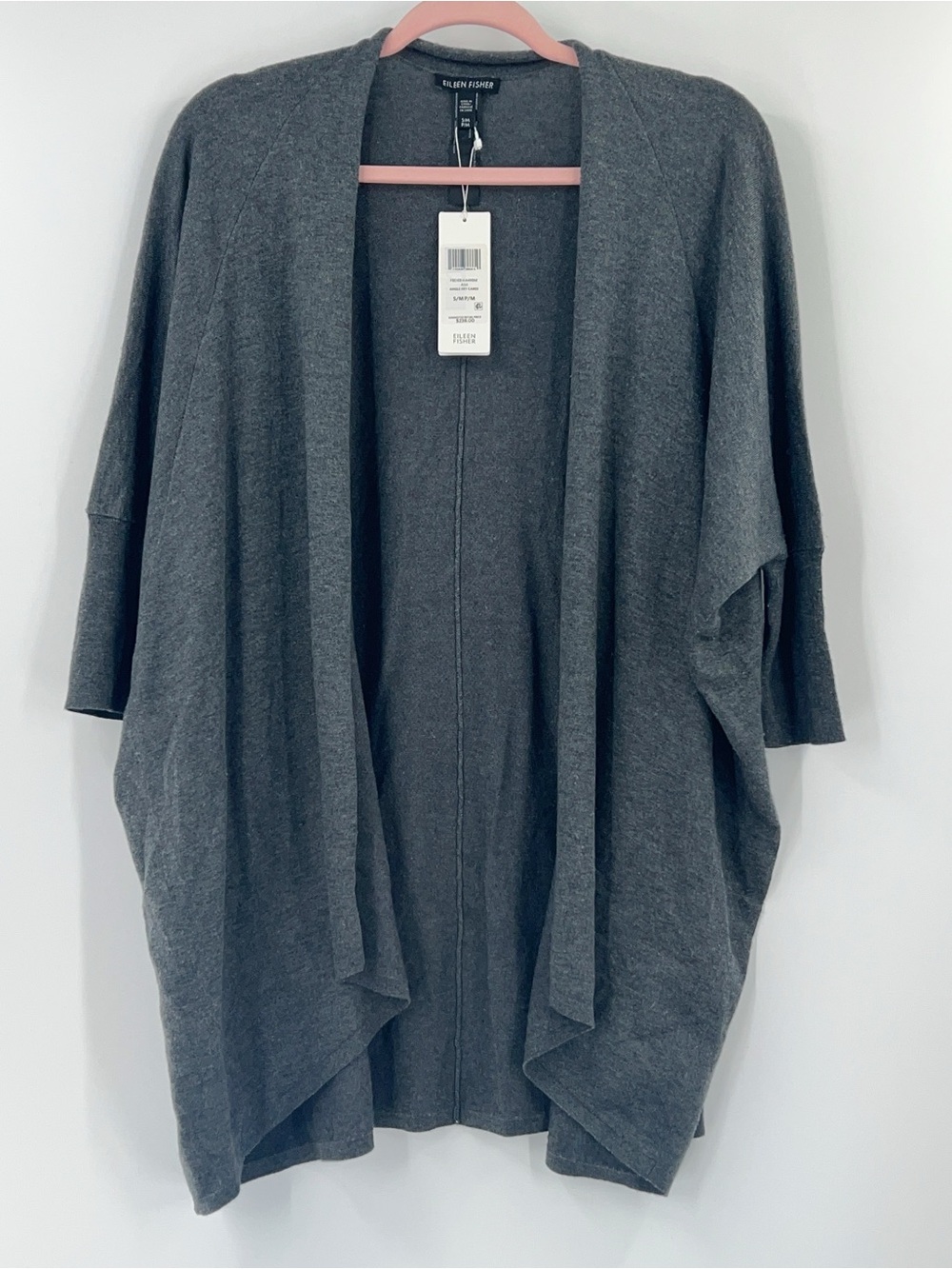 Eileen Fisher NWT Angle Front Cardigan in Ash Tencel Blend size Small/Medium